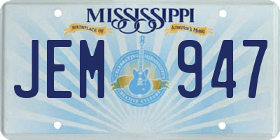 MS license plate JEM947