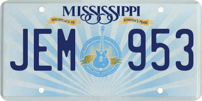 MS license plate JEM953