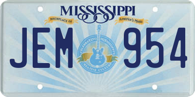 MS license plate JEM954