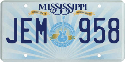 MS license plate JEM958