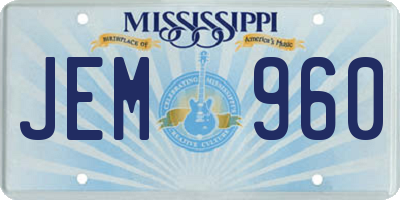 MS license plate JEM960