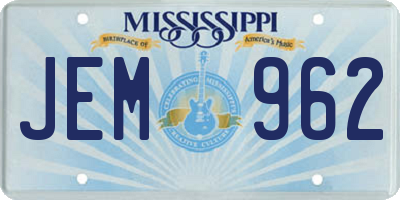 MS license plate JEM962