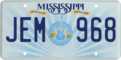 MS license plate JEM968