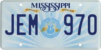 MS license plate JEM970
