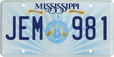 MS license plate JEM981