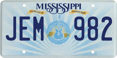 MS license plate JEM982