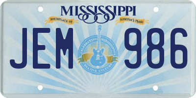 MS license plate JEM986