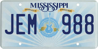 MS license plate JEM988