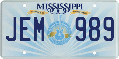 MS license plate JEM989