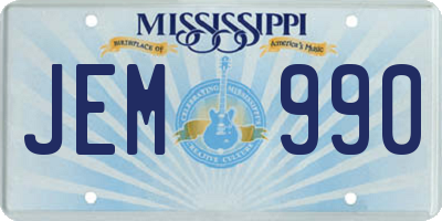MS license plate JEM990