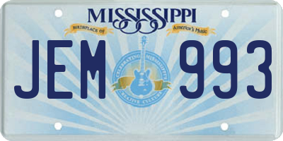 MS license plate JEM993