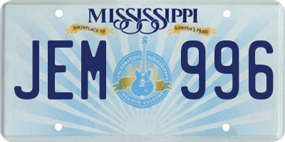 MS license plate JEM996