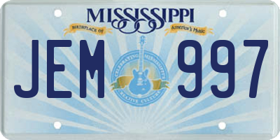 MS license plate JEM997