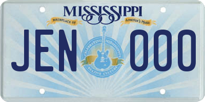MS license plate JEN000