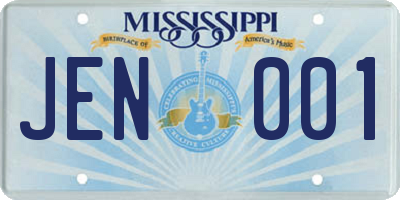 MS license plate JEN001