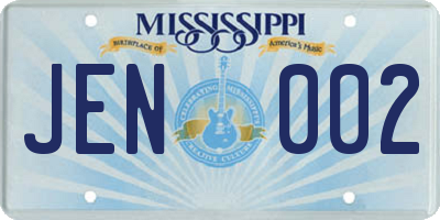 MS license plate JEN002
