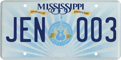 MS license plate JEN003
