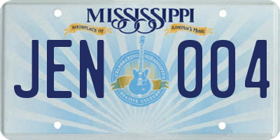 MS license plate JEN004