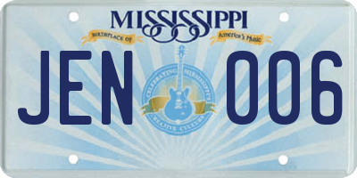 MS license plate JEN006
