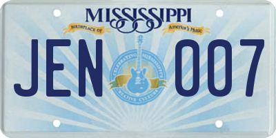 MS license plate JEN007