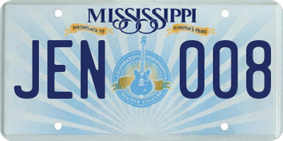 MS license plate JEN008