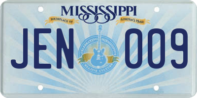 MS license plate JEN009