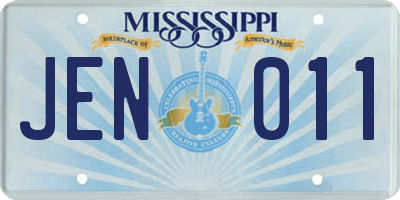 MS license plate JEN011