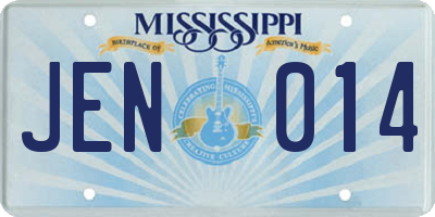 MS license plate JEN014