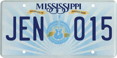 MS license plate JEN015