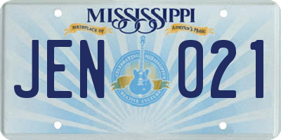 MS license plate JEN021