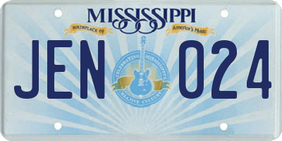 MS license plate JEN024