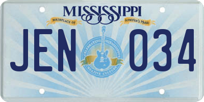 MS license plate JEN034