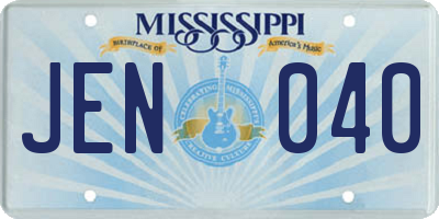 MS license plate JEN040
