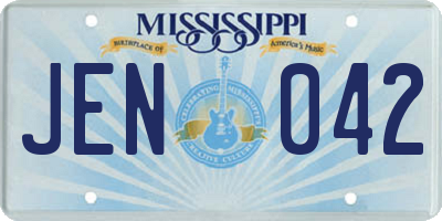 MS license plate JEN042