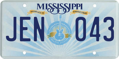 MS license plate JEN043