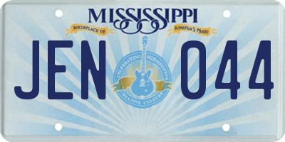 MS license plate JEN044