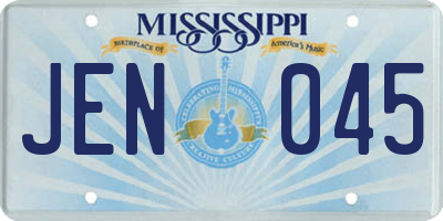 MS license plate JEN045