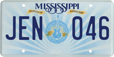 MS license plate JEN046