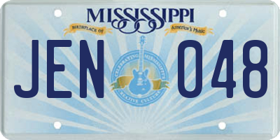 MS license plate JEN048