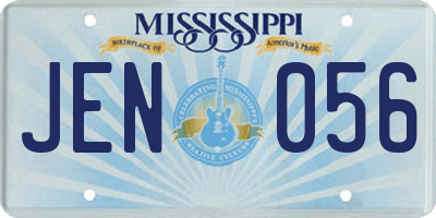 MS license plate JEN056