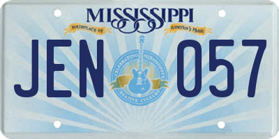 MS license plate JEN057