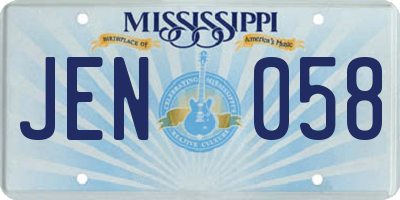 MS license plate JEN058