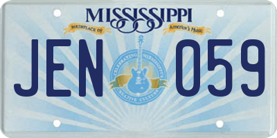 MS license plate JEN059