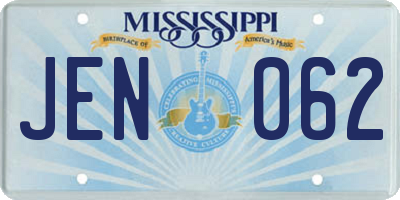 MS license plate JEN062