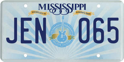 MS license plate JEN065