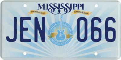 MS license plate JEN066