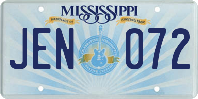 MS license plate JEN072