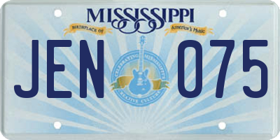 MS license plate JEN075