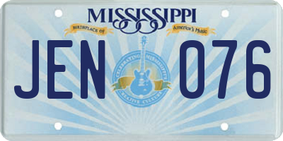 MS license plate JEN076