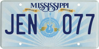 MS license plate JEN077